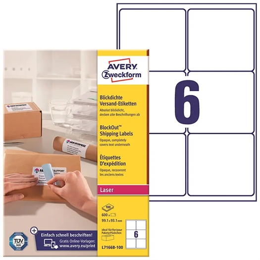 Avery L7166B A4 BlockOut Etiket L7166B-100