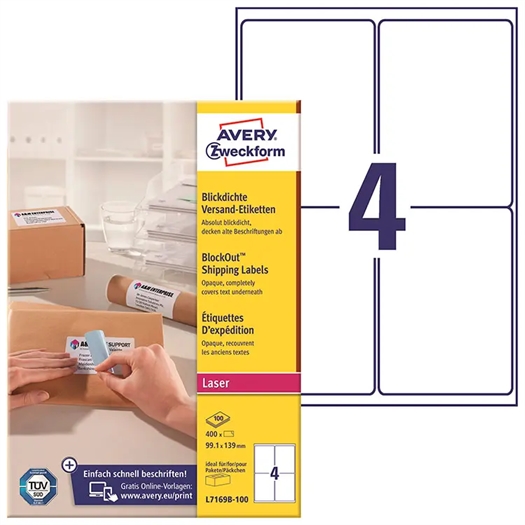 Avery L7169B A4 BlockOut Etiket L7169B-100